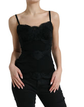 Dolce & Gabbana Black Silk Stretch Lace Sleeveless Tank Top -   -  Dolce & Gabbana.